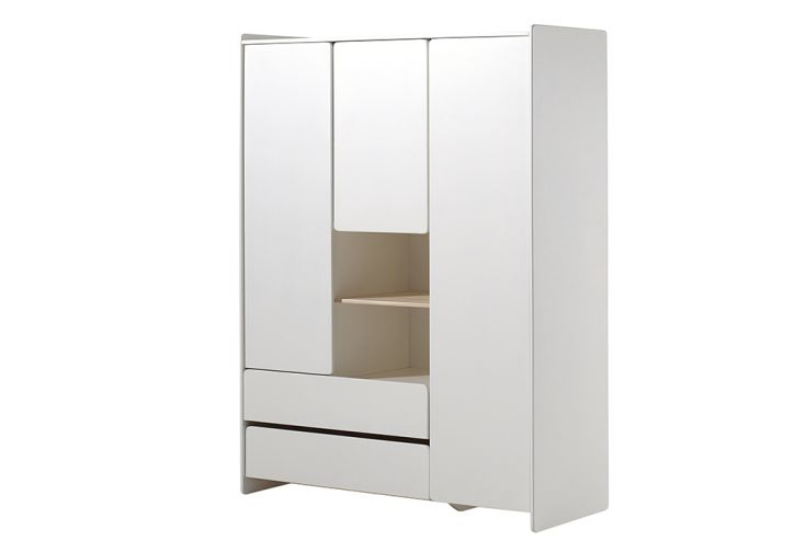 Armoire Enfant Blanche en Bois Penderie et Lingère – Kiddy 140 cm