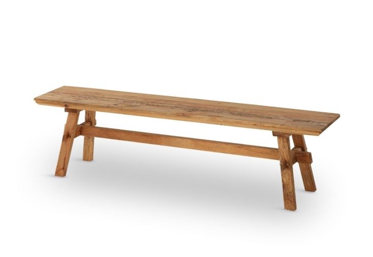 Banc d’intérieur en bois de pin recyclé Colville – 180 x 35 x 47 cm