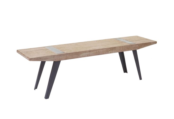 Banc d’intérieur en bois de pin massif et métal – 160 x 35 x 45 cm