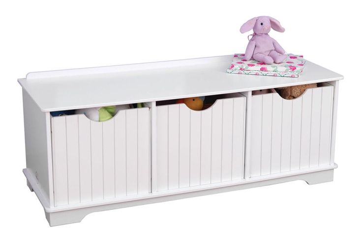 Banc de Rangement Blanc Nantucket pour Enfant en Bois