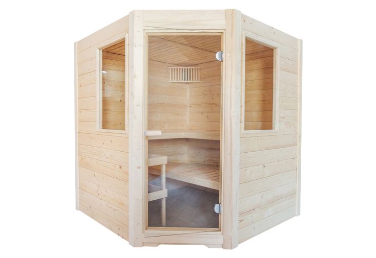 Sauna d’intérieur en bois d’épicéa 4 places 195 x 187 cm - Basic Corner
