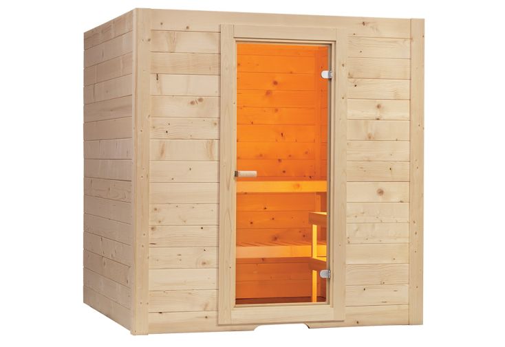 Sauna d’intérieur en bois d’épicéa 5 places 195 x 187 cm – Basic Large
