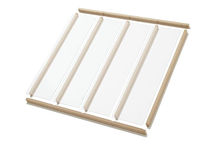 Cadre de verrière d’atelier en bois brut – 119 x 107,2 cm