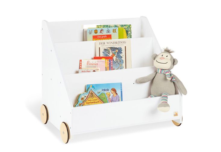 Bibliothèque pour Enfants avec Roulettes Lasse en Bois Laqué Blanc