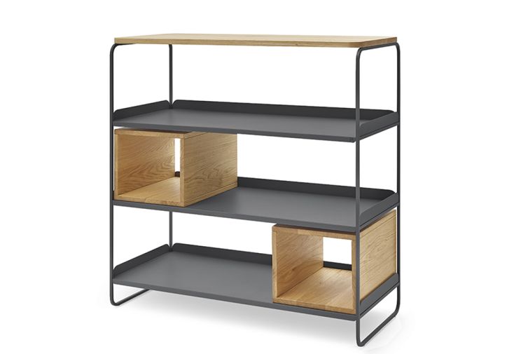 Bibliothèque en bois et métal Modulo – L 99 x l 39 x H 100 cm