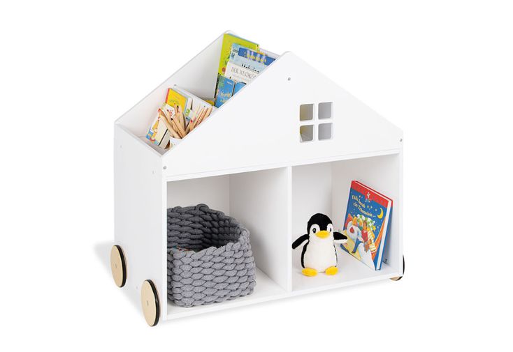 Bibliothèque en bois MDF avec roulettes - Hus