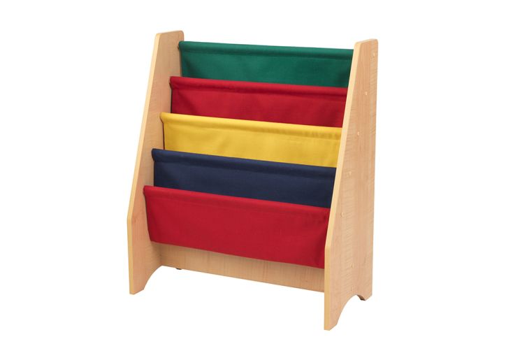 Bibliothèque pour enfants colorée toile et bois 61 x 30 cm