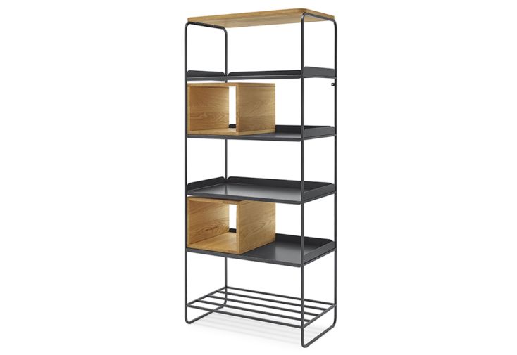 Bibliothèque haute en bois et métal Modulo – L 67 x l 39 x H 158 cm