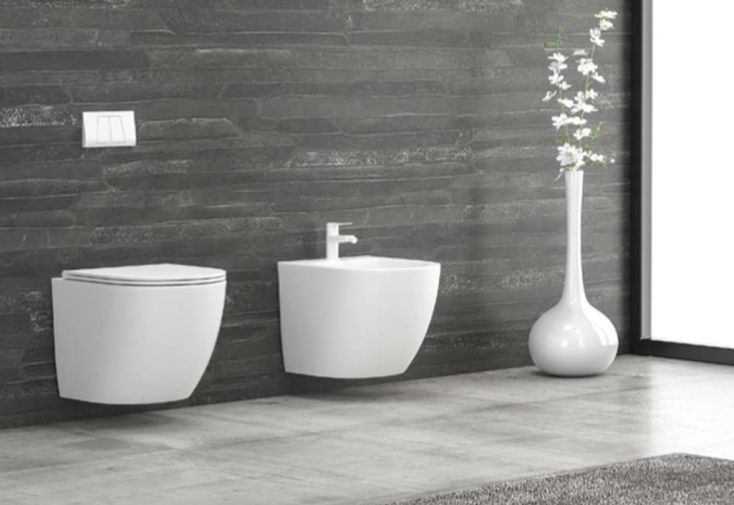 Bidet suspendu en céramique moderne – 54,4 x 36,6 x 25 cm