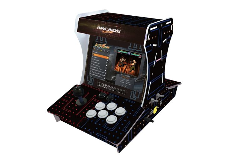 Borne d’arcade bartop double écran 6296 jeux – 34 x 29 x 47 cm