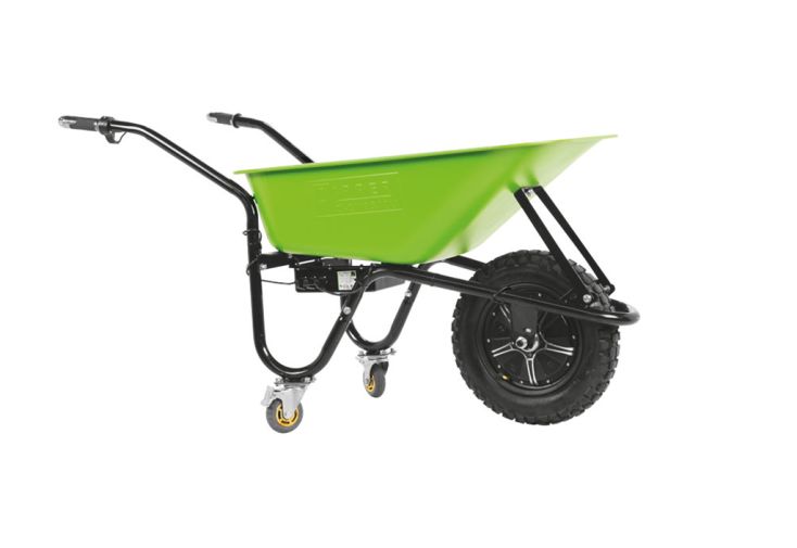 Brouette électrique 500 W avec caisse 75 L + roulettes (max. 150 kg)