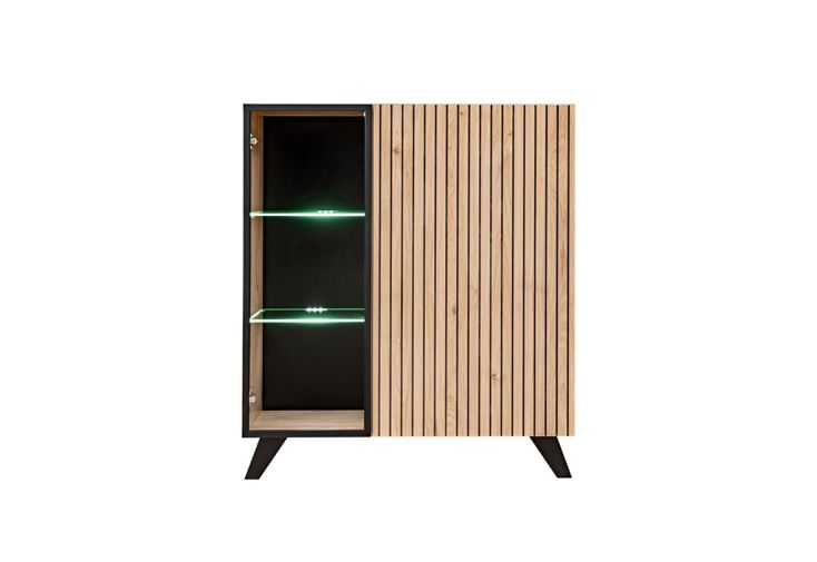 Buffet haut en bois avec vitrine Liam – 90 x 40 x 102 cm