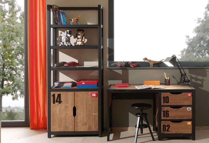 Bureau Ado 130 cm et Bibliothèque en Bois – Alex - Vipack