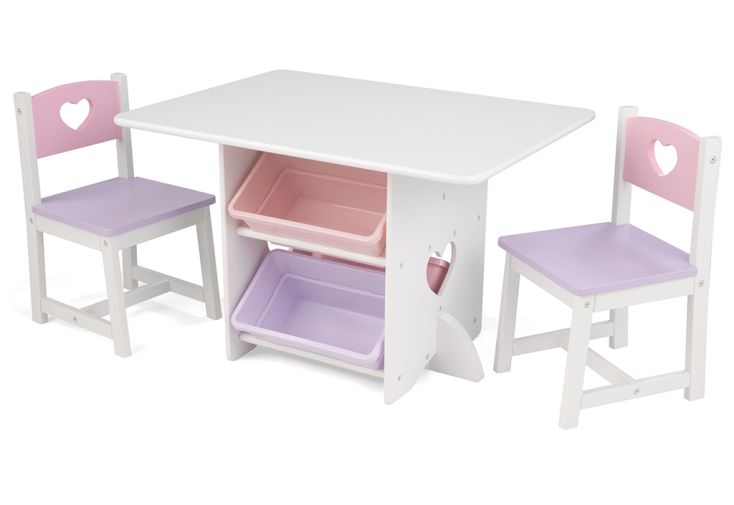 Table et chaises pour enfant en bois avec bacs de rangement - Coeur -  Kidkraft