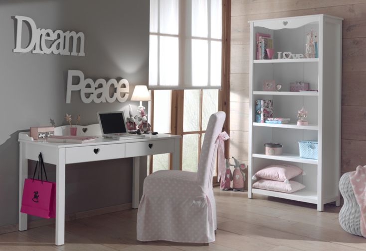 Bureau Enfant 130 cm et Bibliothèque en Bois Blanc – Amori