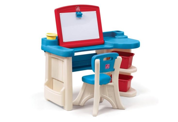 Bureau Studio d'Art 2 en 1 Pour Enfants avec Tableau Blanc Rabattable