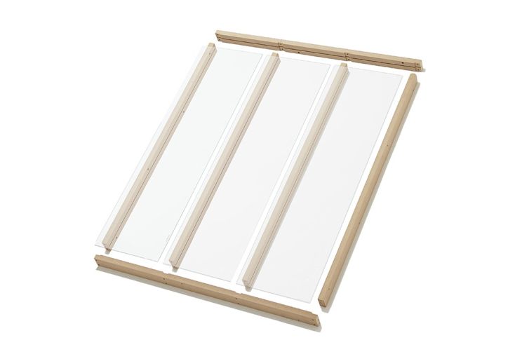 Cadre de verrière d’atelier en bois brut – 89,6 x 107,2 cm