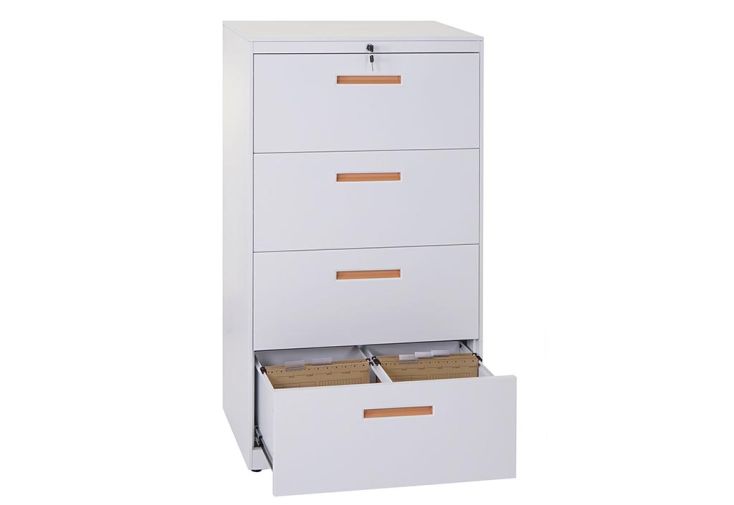 Caisson de bureau en métal 4 tiroirs dossiers suspendus 76 x 132 cm