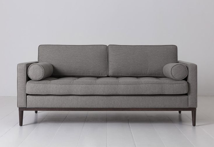 Canapé 2 places en tissu simili lin et bois massif – 85 x 175 cm