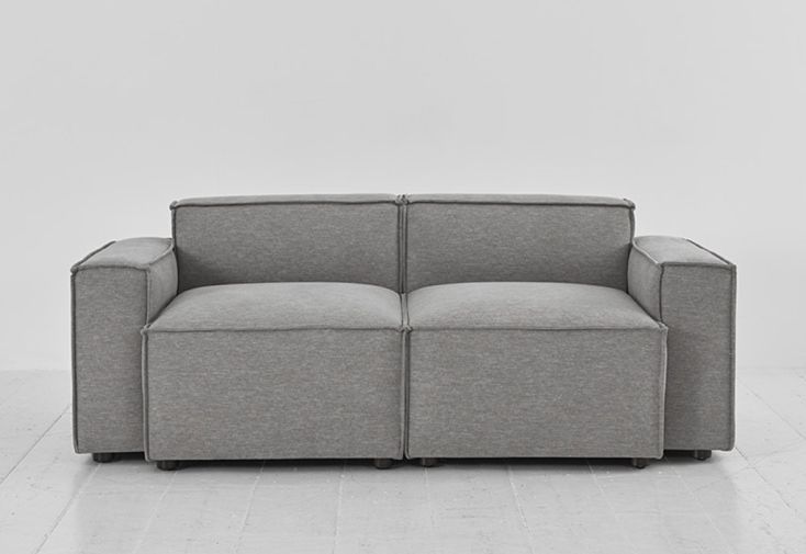 Canapé 2 places en tissu simili lin et bois massif Shadow – 92 x 184 cm