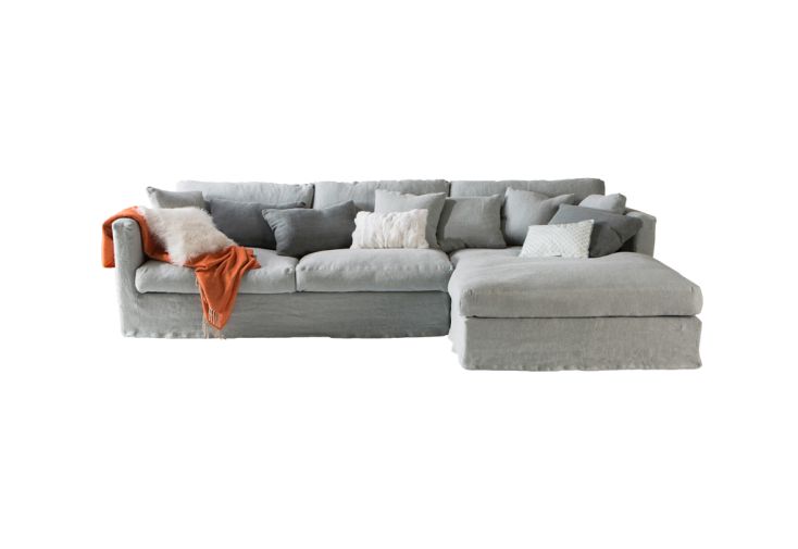 Canapé d’angle 5 places en lin avec méridienne – Néo 290 cm