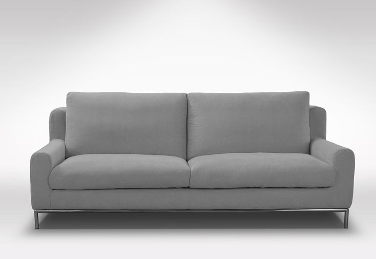 Canapé 2 places en tissu gris clair - 184 x 100 x 93 cm