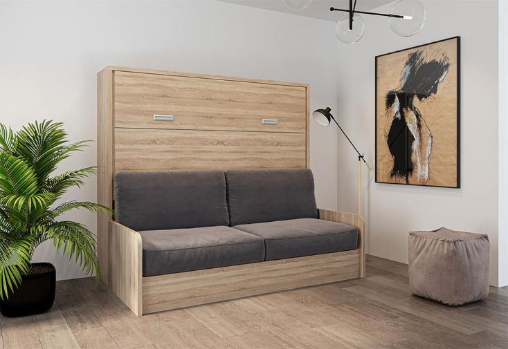 Canapé lit escamotable en bois 160 x 200 cm - Belo Sofa