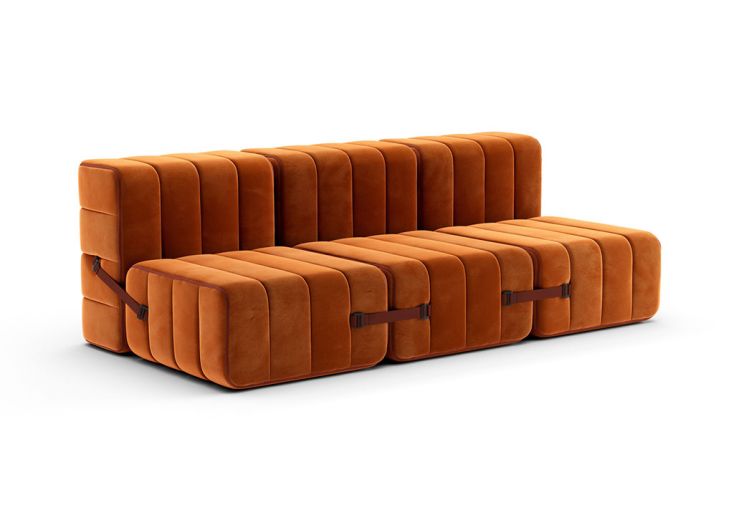 Canapé modulable 3 places en tissu Curt – 204 x 102 x 68 cm