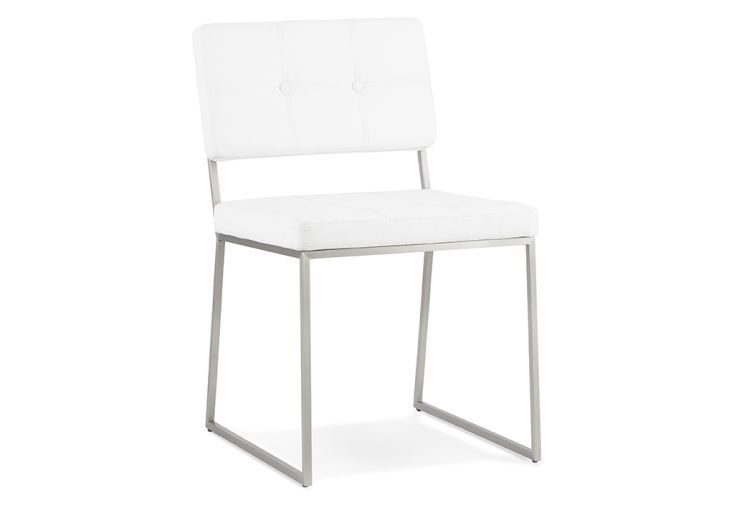 Chaise en Acier et Simili Cuir Gami Blanc