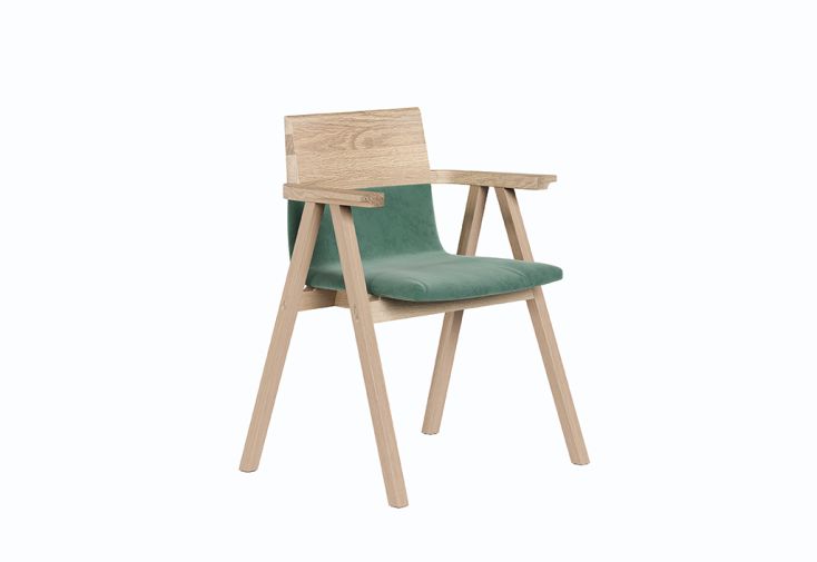 Chaise de salle à manger en bois de chêne et tissu – Pensil