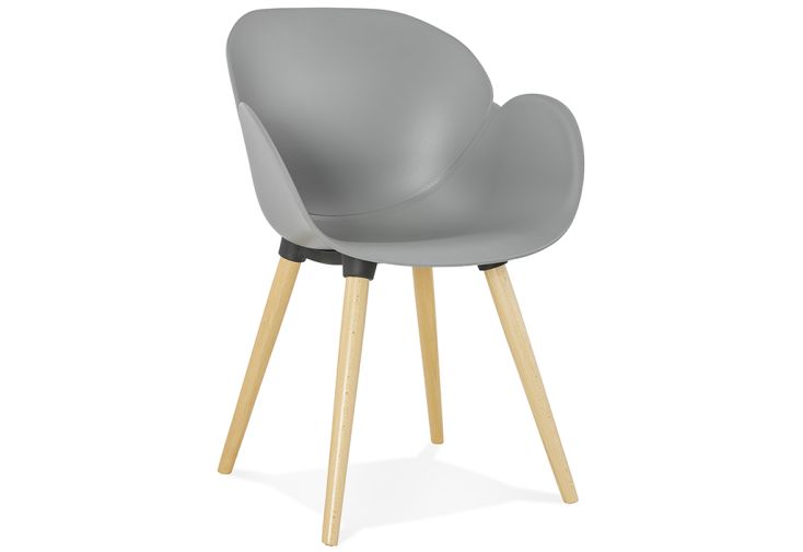 Chaise Design en Bois de Hêtre et Polypropylène Sitwel Gris 