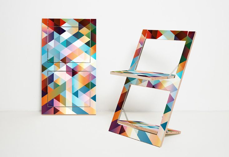 Chaise pliante design en bois Fläpps Criss Cross  –  47 x 45 x 75 cm