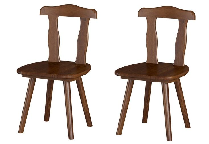 Chaise Rustique en Bois Massif  Chocolat – Lot de 2