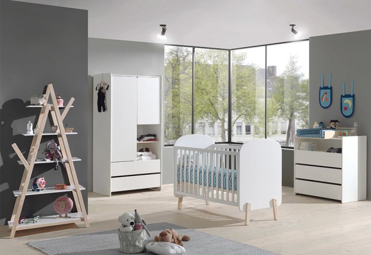 Chambre Bébé Complète : Lit, Armoire, Étagère, Commode à Langer – Kiddy