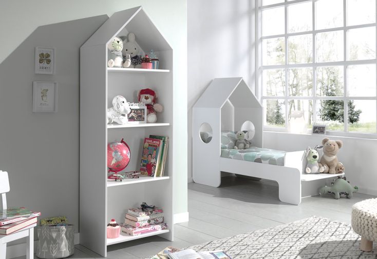 Chambre Enfant : Lit Cabane 70 x 140 cm et Bibliothèque – Casami