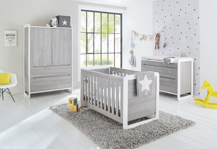 Chambre pour Bébé et Enfant avec Lit Évolutif en Bois Curve