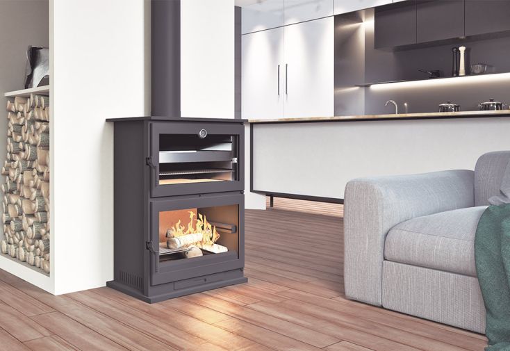 Poêle à bois double combustion avec four intégré 11 kW – CH-9