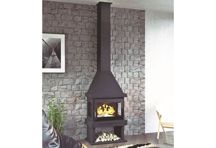 Cheminée double combustion en acier 3 faces - 11 kW