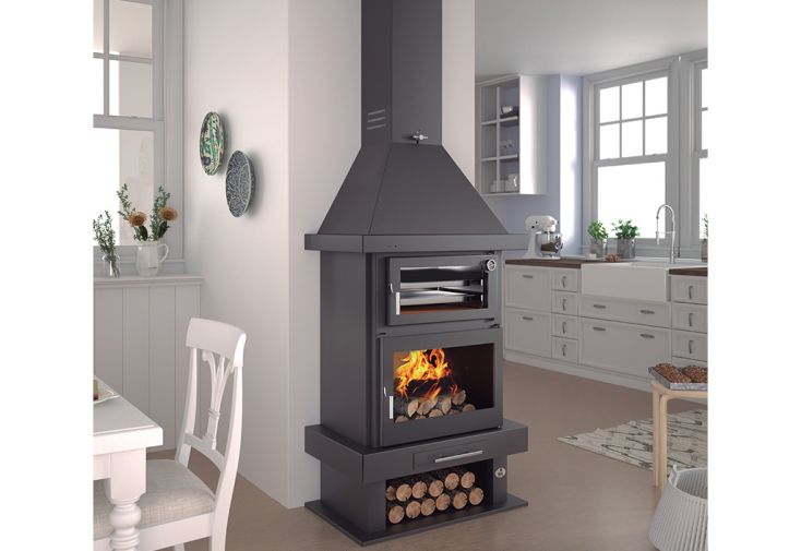 Cheminée double combustion en acier avec four – 11 kW