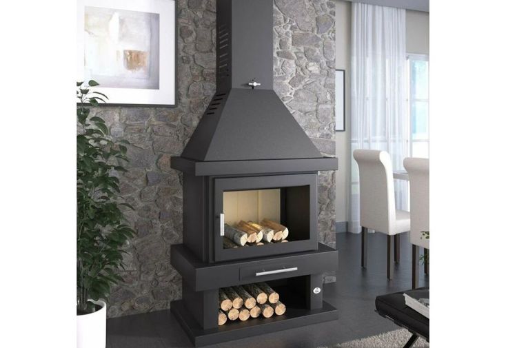 Cheminée double combustion en acier - 14 kW