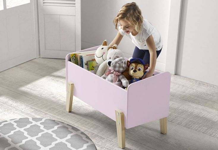 Coffre à Jouets en Bois de Pin et MDF Kiddy (4 Coloris)