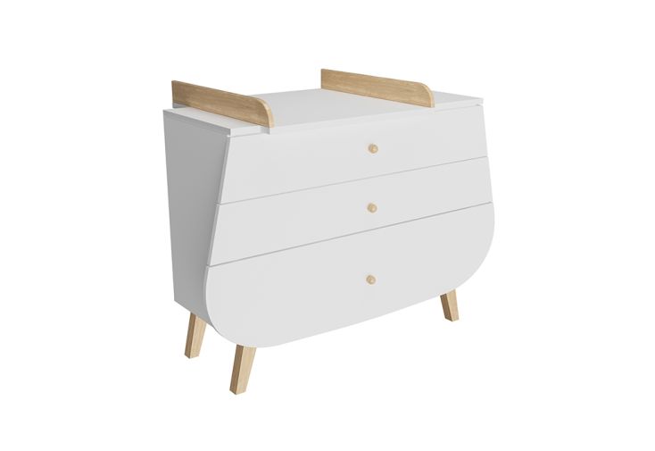 Commode pour enfants trois tiroirs + plan à langer – Trapèze