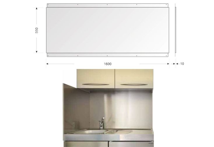 Crédence cuisine Mottez inox gris métal 60x65cm