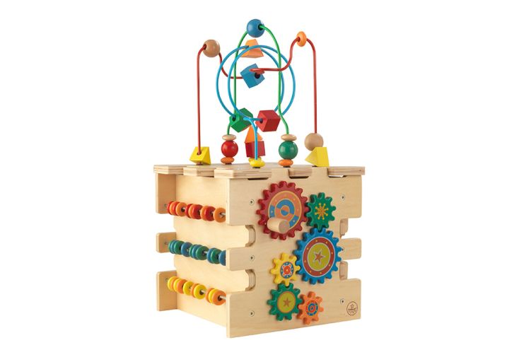 Cube d'activité pour bébé en bois coloré 5 activités 1 an et +