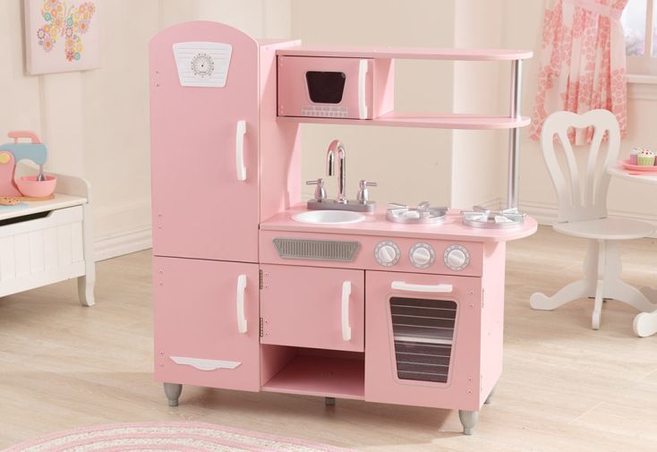 Cuisine en Bois pour Enfants Vintage Rose 90 cm