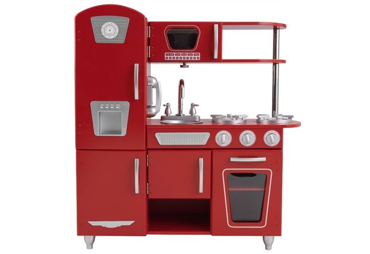 Cuisine en Bois pour Enfants Vintage Rouge 90 cm