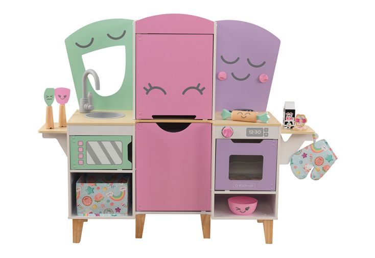 Cuisine Enfant En Bois - Avec Plaque De Cuisson + Évier + Accessoires - À  Partir De 3 Ans - Rose - Jeux d'imitation BUT