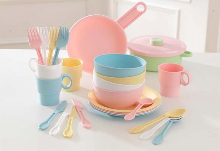 Dinette Couleurs Pastel en Plastique pour Cuisine pour Enfants x27