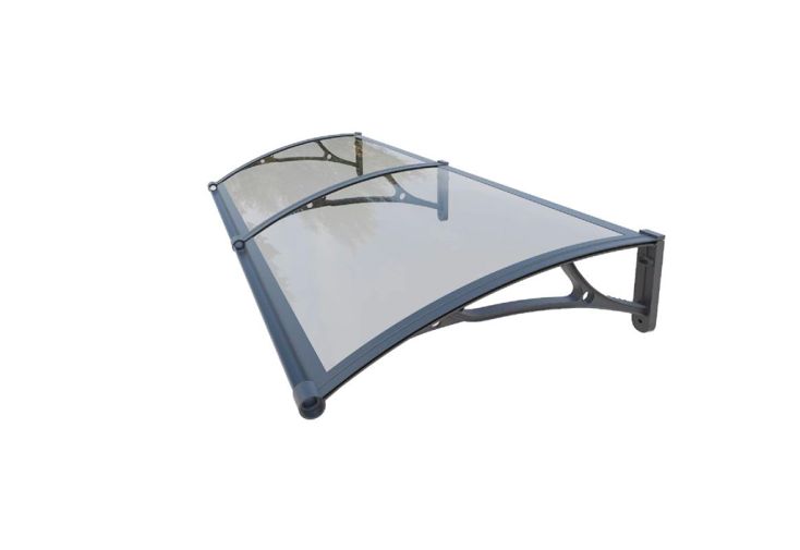 Marquise de porte en aluminium et polycarbonate - 80 x 240 cm