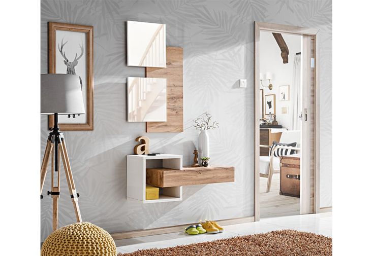 Ensemble meuble mural en bois et miroirs Easy II